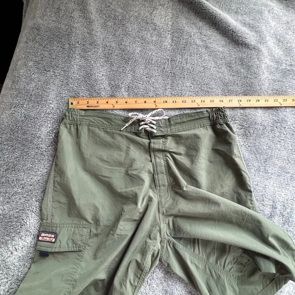 Bass Mens Board Shorts Large Surf Green Classic Cargo‎ Y2K Nylon Gorpcore 18204x